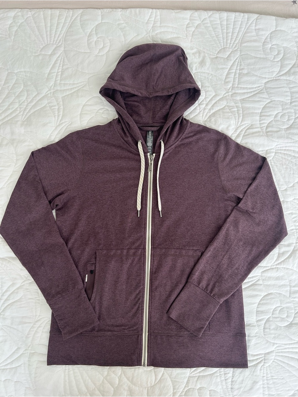 Vuori Zip-Up Hoodie in Plum Heather M